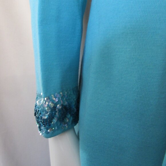 Amazing Turquoise Knit Tunic & Shorts Sequin Trim 1970 Era - Picture 8 of 14